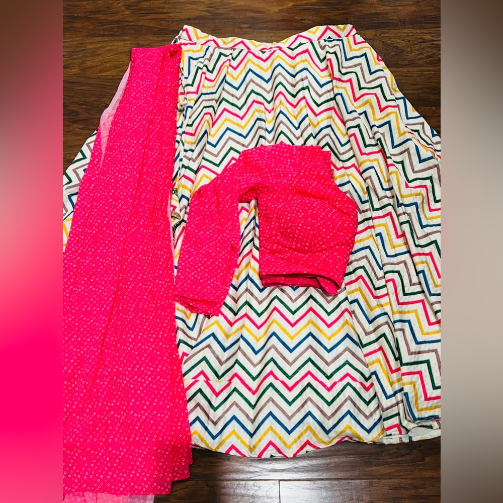 Skirt, blouse and dupatta( scarf), 3 pieces elegant outfit.